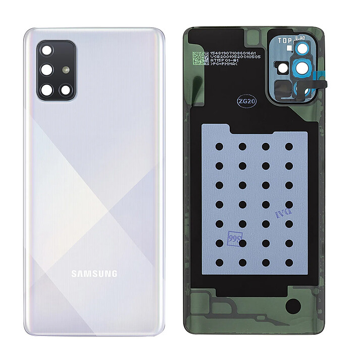 Samsung Cache Batterie D'origine pour Galaxy A71 Argent Prisme Crush