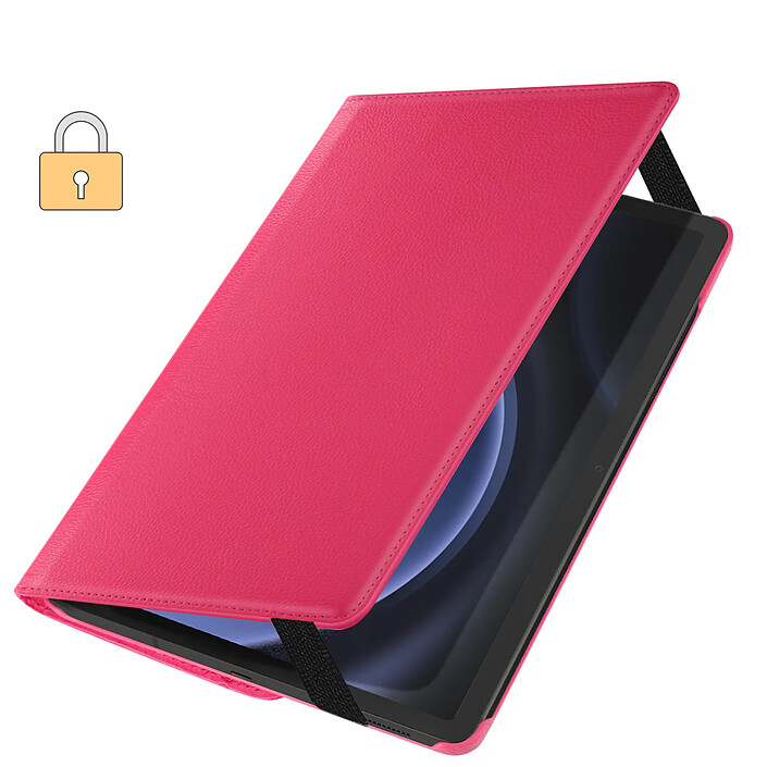 Étui folio pour Samsung Tab S9 FE Support rotatif Paysage Portrait Fuchsia pas cher