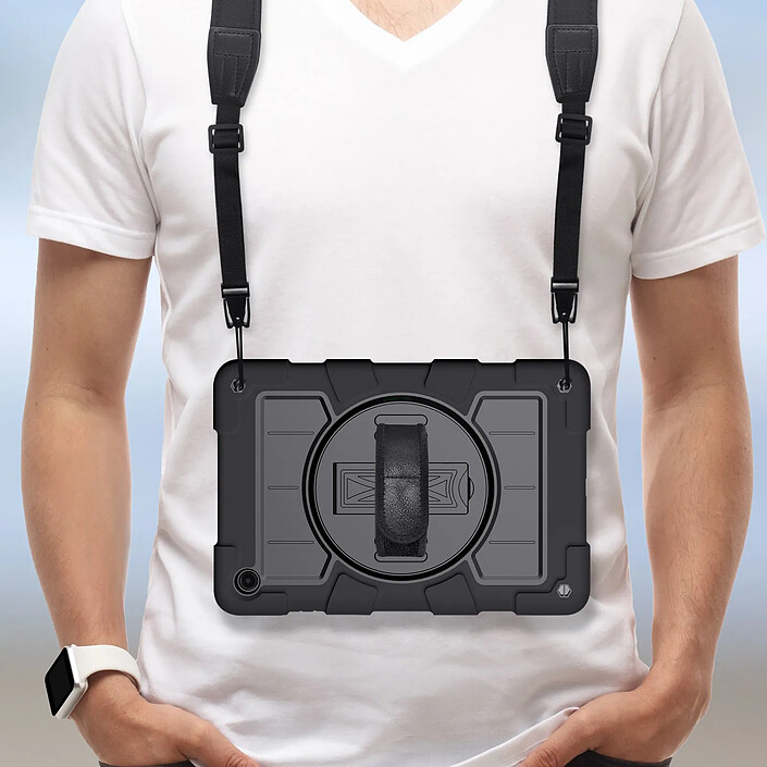 Avizar Coque pour Galaxy Tab A9 Plus Antichoc Béquille et Poignée Rotative Noir pas cher