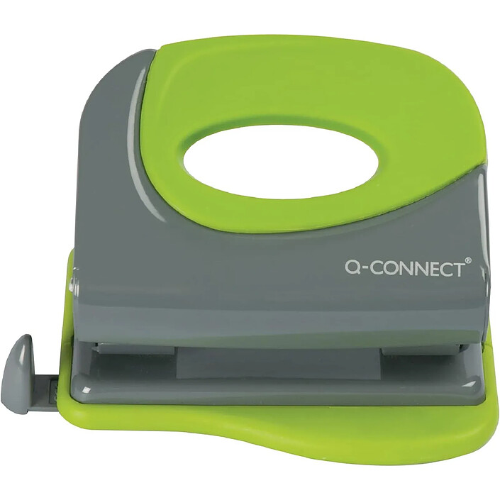 Q-CONNECT Perforateur métallique capacité perforation 30 Feuilles 2 trous coloris attractifs noir/vert