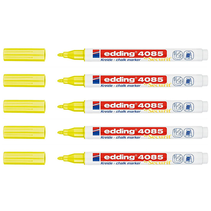 EDDING Marqueur Craie Liquide 4085 Jaune fluo Pointe Ronde 1-2 mm x 5