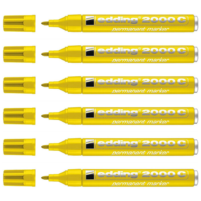 EDDING Marqueur Permanent 2000C Corps Alu Jaune Pointe Ronde 1,5-3 mm x 6