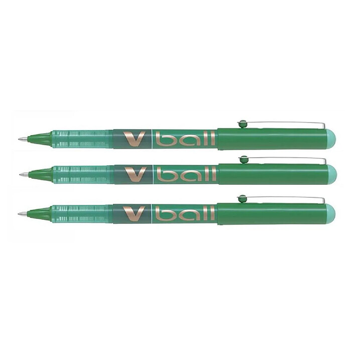 PILOT Stylo Roller Encre Liquide V-BALL 10 Pointe Large Vert x 3
