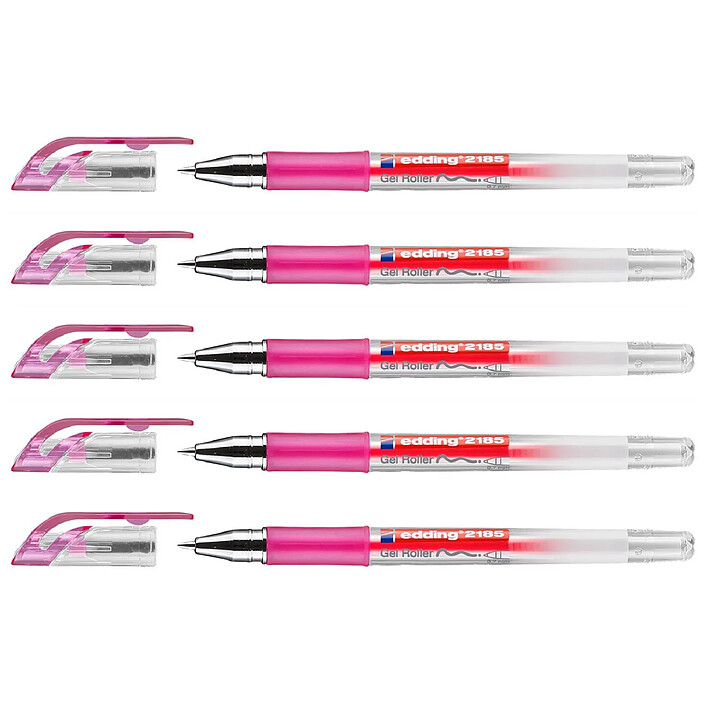 EDDING Roller à Encre Gel Grip 2185 Rose 0,7 mm x 5