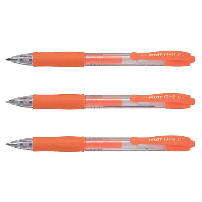 PILOT Stylo à encre gel G2 07 Néon, orange néon x 3