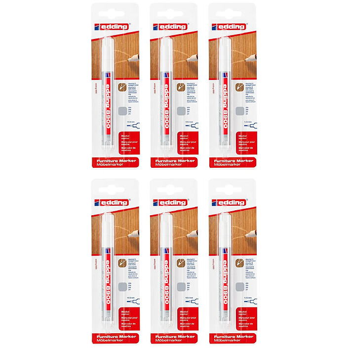 EDDING Marqueur pour Meuble 8900 Gris Pointe Ronde 1,5-2 mm x 6