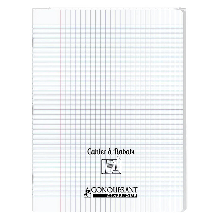 CONQUÉRANT Cahier à rabat agrafé 24x32cm 96P 90G grands carreaux polypro incolore x 40