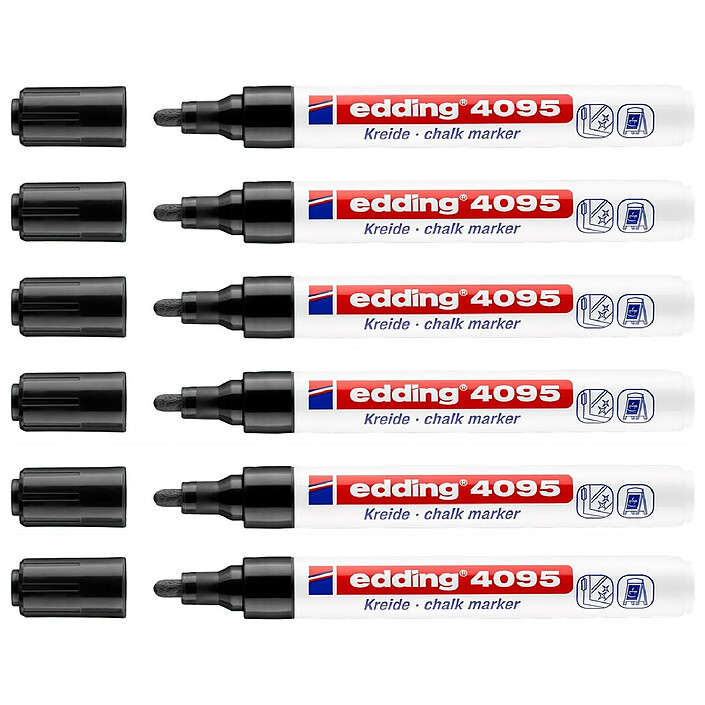 EDDING Marqueur Craie Liquide 4095 Noir Pointe Moyenne 2-3 mm x 6