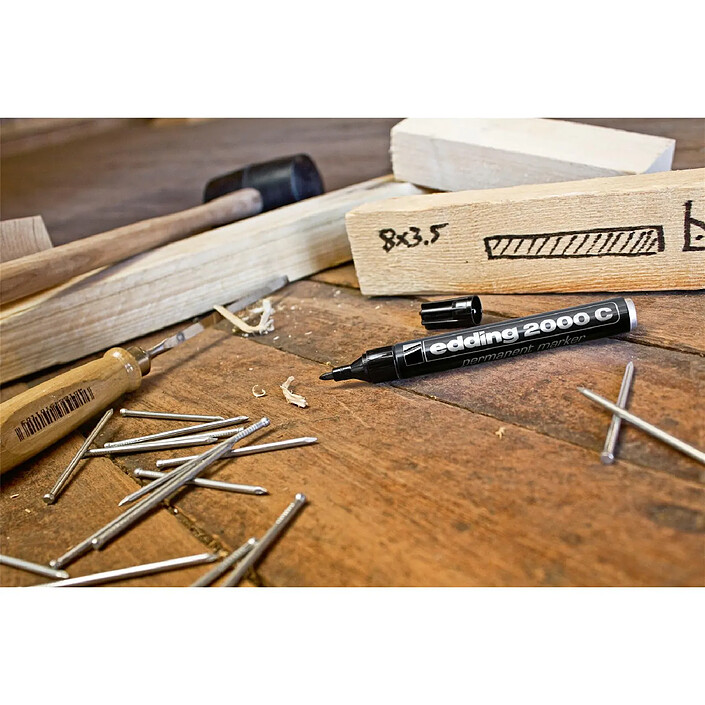 Avis EDDING Marqueur Permanent 2000C Corps Alu Jaune Pointe Ronde 1,5-3 mm x 6