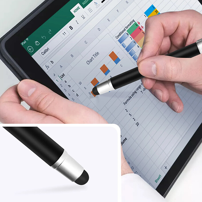 Avis 4smarts Stylet Smartphone et Tablette Tactile 2en1 Stylo à Bille 4Smarts Argent et Noir