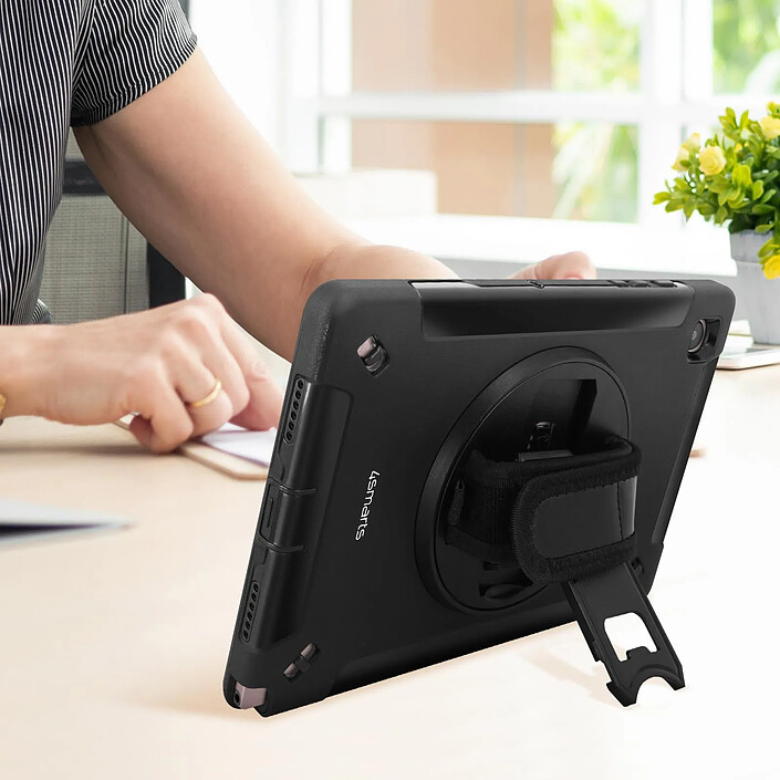 4smarts Coque Samsung Galaxy Tab A8 10.5 Antichoc Poignée Béquille Grip 4Smarts Noir pas cher