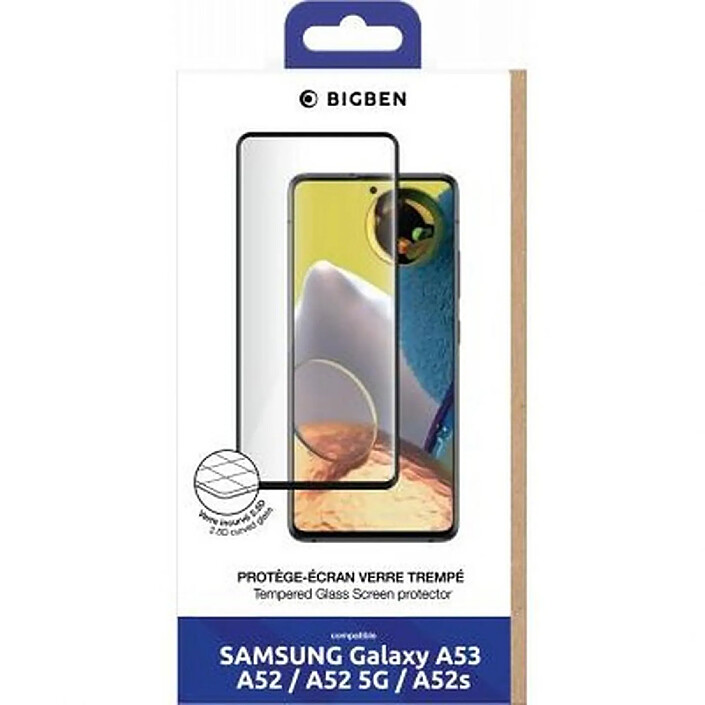 BigBen Connected Protège-écran pour Samsung Galaxy A53/A52/ A52 5G/ A52s en Verre Trempé 2.5D Transparent pas cher