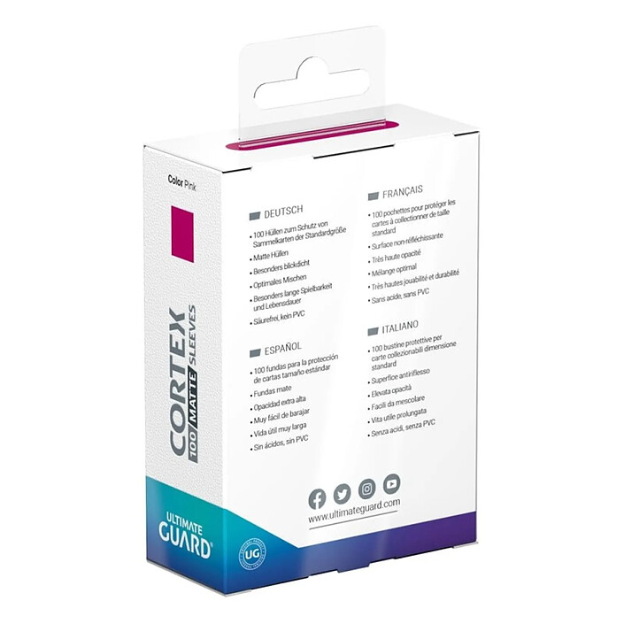 Acheter Ultimate Guard - Pack 100 pochettes Cortex Sleeves taille standard Matte Pink