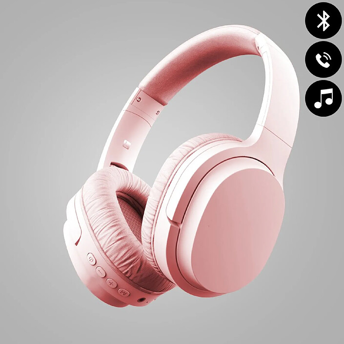 Evetane Casque bluetooth rose