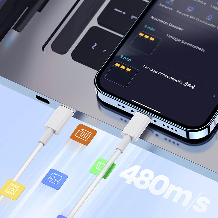 Acheter Avizar Câble USB C vers USB C Charge Rapide Transfert données 1m Blanc