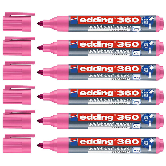 EDDING Marqueur pour Tableaux blancs 360 Rose Pointe Ronde 1,5-3 mm x 6