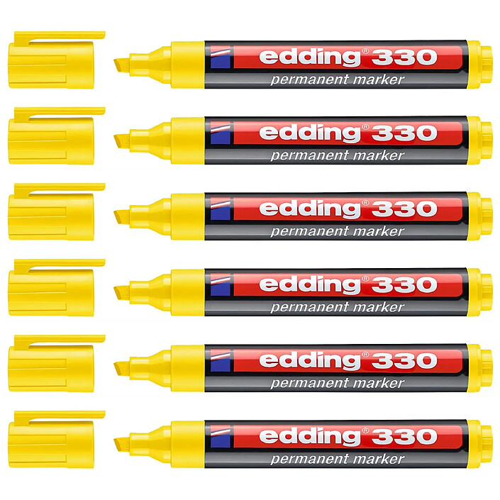 EDDING Marqueur Permanent 330 Jaune Pointe Biseautée 1-5 mm x 6