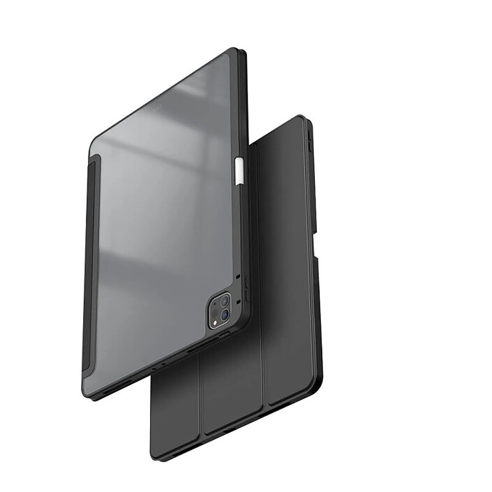 Acheter Evetane Etui iPad Pro 12.9 Pouces (2018/2020/2021) Transparent avec Smart Cover et contour Noir