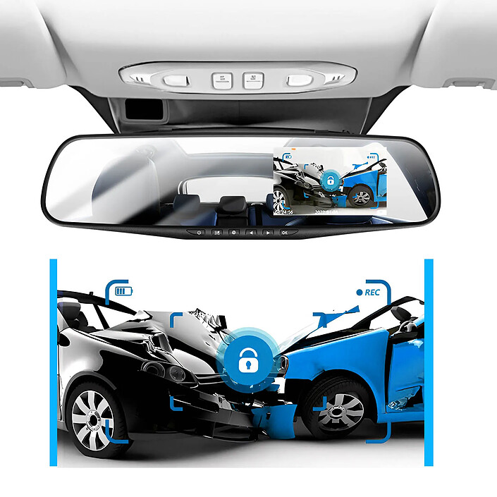 Acheter Avizar Dashcam Rétroviseur Avant Arrière HD 1080P Écran 4 pouces Micro Bouton