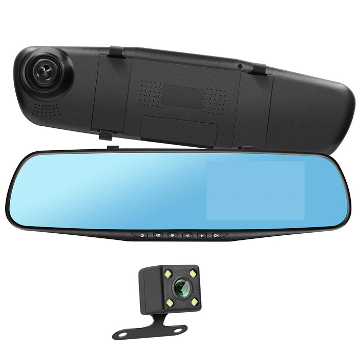 Avizar Dashcam Rétroviseur Avant Arrière HD 1080P Écran 4 pouces Micro Bouton