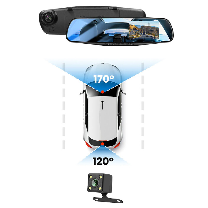 Avis Avizar Dashcam Rétroviseur Avant Arrière HD 1080P Écran 4 pouces Micro Bouton