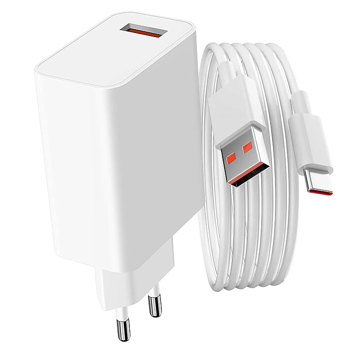 xiaomi Chargeur secteur USB 33W + Câble USB vers USB-C blanc, Produit officiel Xiaomi