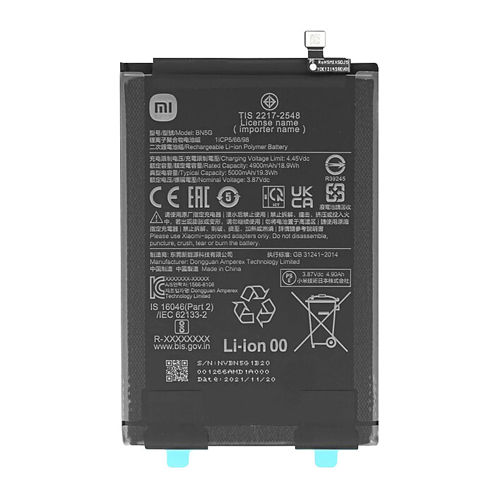 Xiaomi Batterie Compatible Redmi 10A / 10C BN5G Li-ion 3.87V 5000mAh Noir