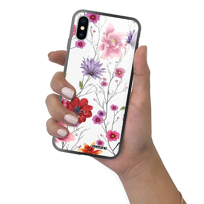 Evetane Coque en verre trempé iPhone Xs Max Fleurs Multicolores . pas cher