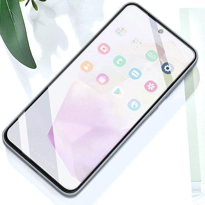 Avizar Verre Trempé pour Samsung A35 5G Adhésion Totale Biseauté Noir transparent pas cher