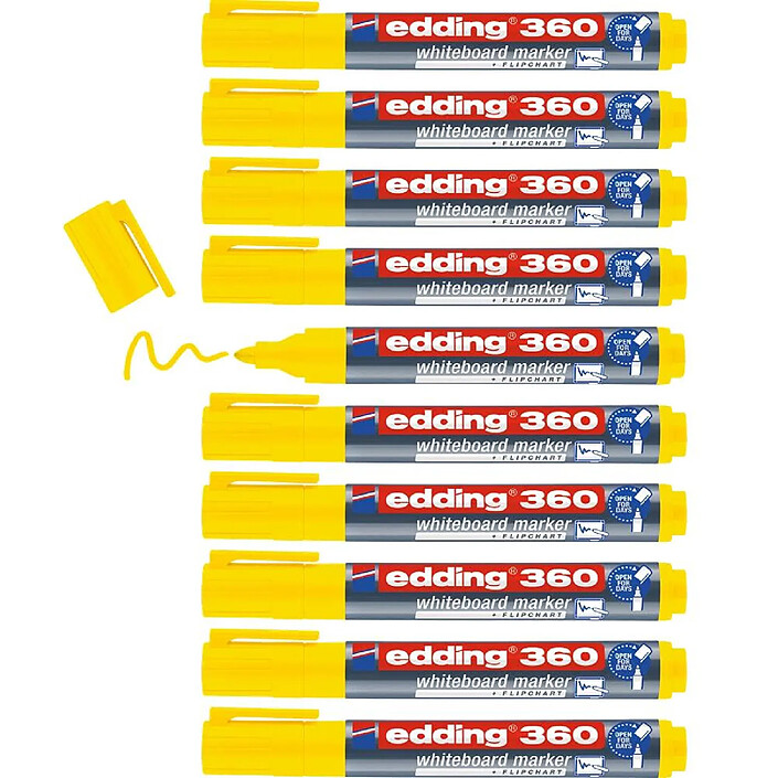 EDDING Marqueur pour Tableaux blancs 360 Jaune Pointe Ronde 1,5-3 mm x 10