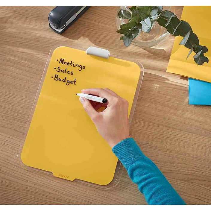 Avis LEITZ Chevalet de bureau en verre Cosy, jaune