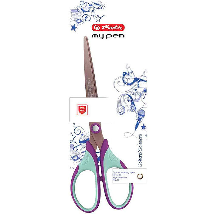 HERLITZ Ciseaux my.pen, pointu 17,5cm Lilas/menthe