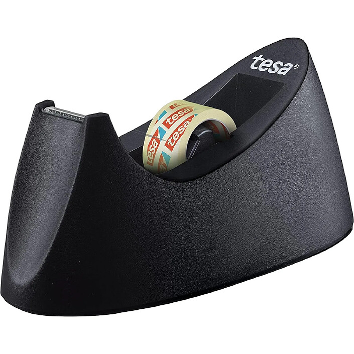 TESA Dévidoir tesafilm Easy Cut Curve Noir avec Rouleau Transparent 10mx19mm