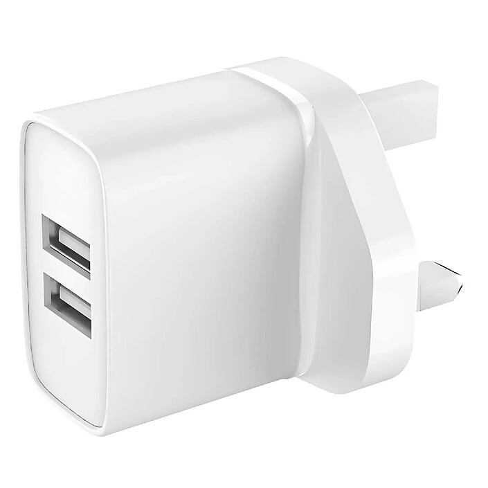 Jaym Chargeur Secteur Double USB-A 12 W 2,4A Prise UK et Dubai Blanc pas cher