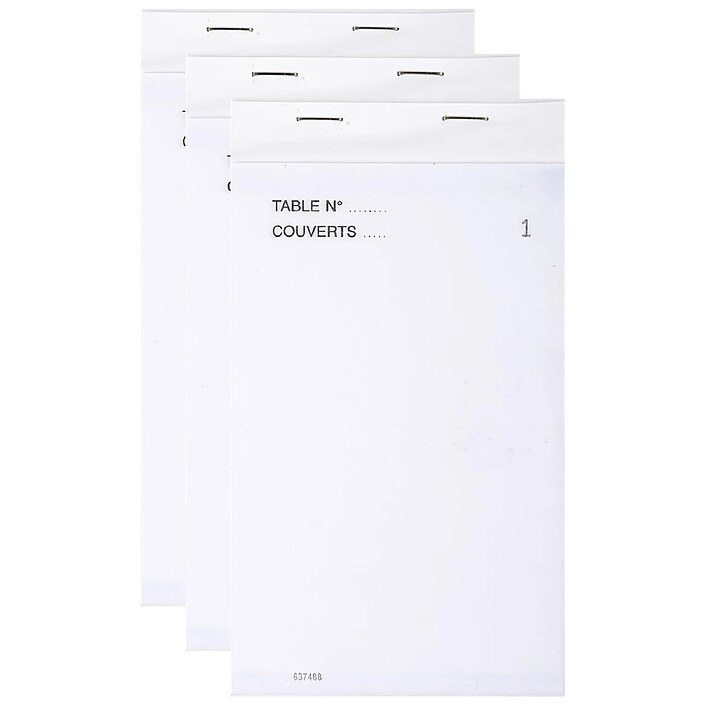 EXACOMPTA Bloc Maitre d’hotel 50 Feuillets 95x170 mm 50/3 Tripli Autocopiant Numérotés x 3