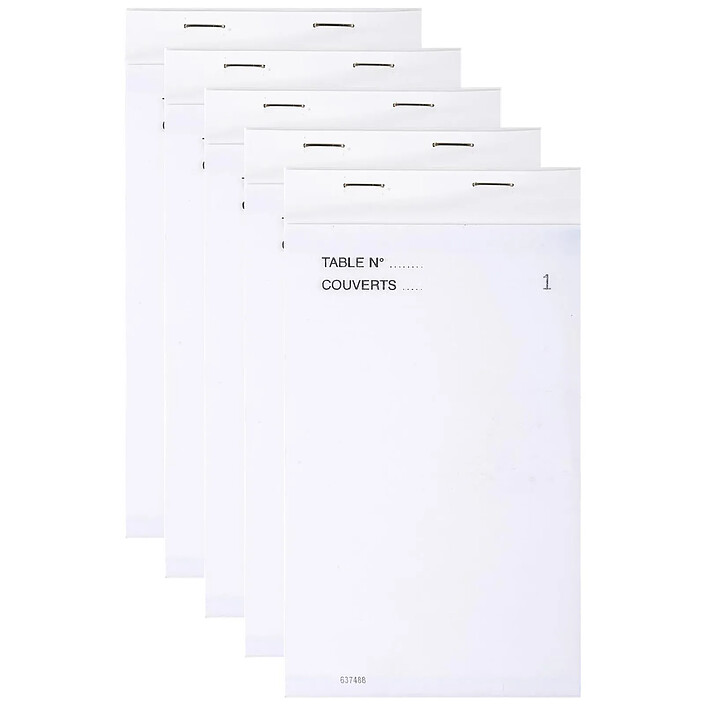 EXACOMPTA Bloc Maitre d’hotel 50 Feuillets 95x170 mm 50/3 Tripli Autocopiant Numérotés x 5