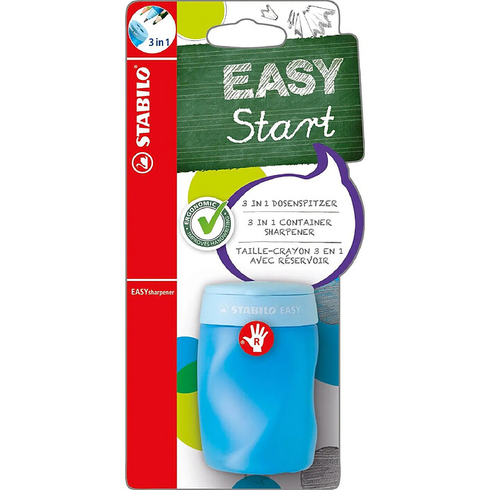 STABILO Taille Crayon 3 en 1 EASYsharpener Droitier Bleu