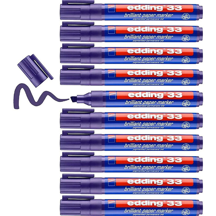 EDDING Marqueur Papier 33 Encre Brillante Violet Biseauté 1-5 mm x 10