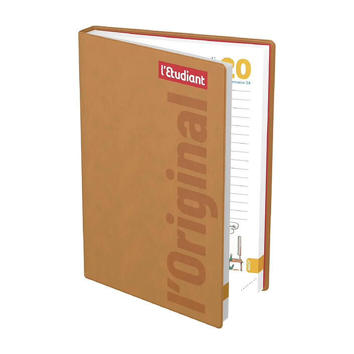 L'ETUDIANT Original Agenda Scolaire Journalier 15x20cm 352p Couv PVC beige pas cher