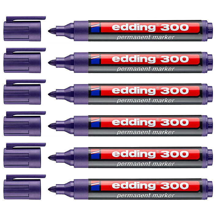 EDDING Marqueur Permanent 300 Violet Pointe Ronde 1,5-3 mm x 6