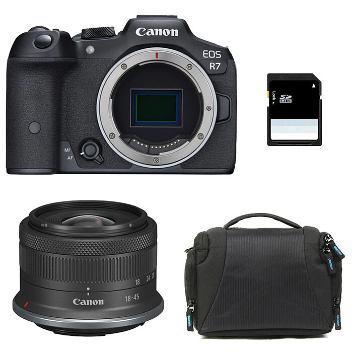 CANON EOS R7 + RF-S 18-45mm f/4.5-6.3 IS STM + Sac + Carte SD 8 Go