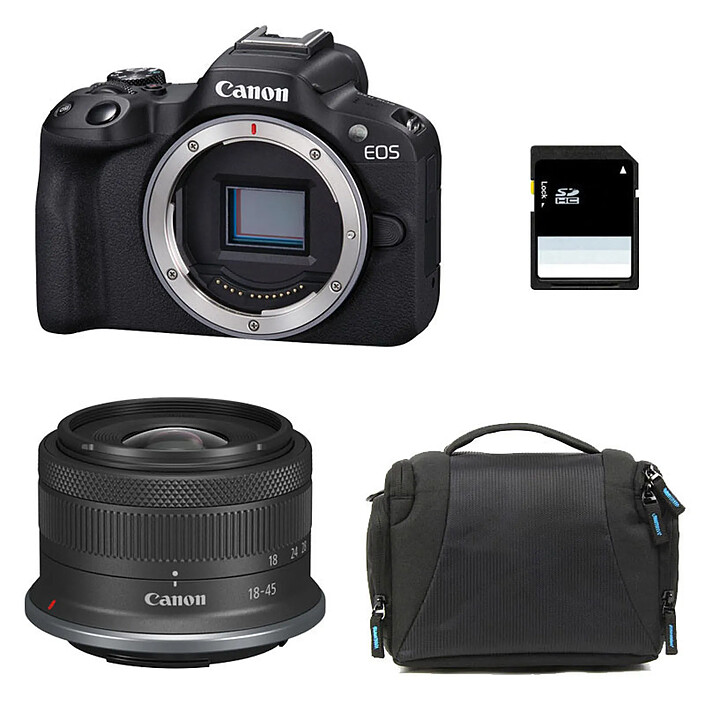CANON EOS R50 + RF-S 18-45mm f/4.5-6.3 IS STM + Sac + Carte SD 8 Go ...