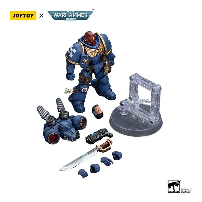 Warhammer 40k - Figurine 1/18 Ultramarines Jump Pack Intercessors Sergeant With Plasma Pistol And Power Sword 12 cm pas cher