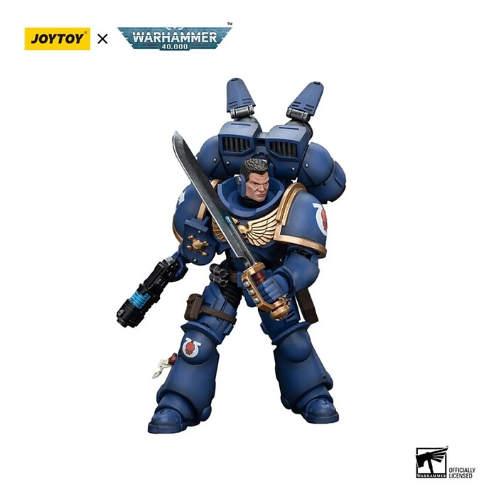 Acheter Warhammer 40k - Figurine 1/18 Ultramarines Jump Pack Intercessors Sergeant With Plasma Pistol And Power Sword 12 cm