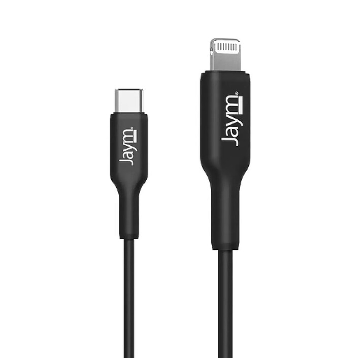 Jaym Câble de Charge et Synchronisation de donnée USB-C / Lightning MFI PD 3.0 3A 1M Noir