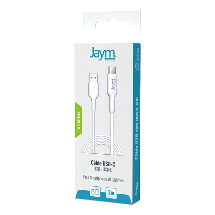 Jaym Câble de Charge et Synchronisation de donnée USB vers Type-C 2,4A 2M Blanc pas cher