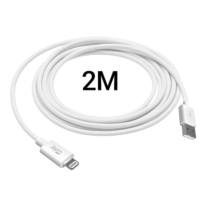 Acheter Jaym Câble de Charge et Synchronisation de donnée USB vers Lightning MFI 2,4A 2M Blanc