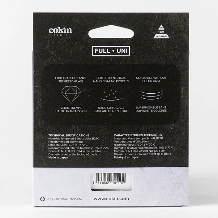 Avis COKIN Filtre Nuances ND1024 D52mm