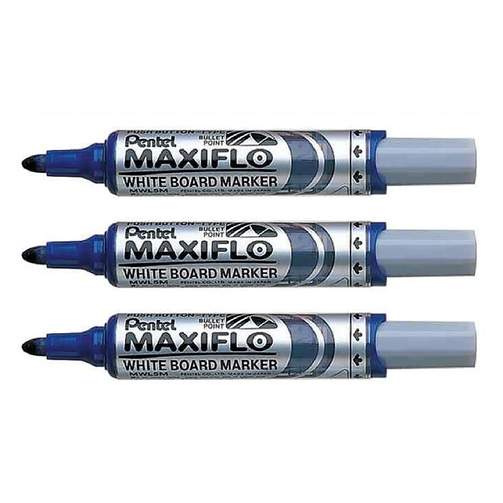 PENTEL Marqueur pour tableau blanc MAXIFLO MWL5M Bleu x 3