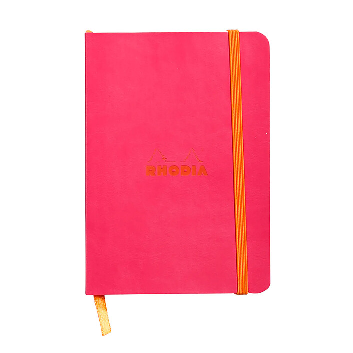CLAIREFONTAINE carnet souple RHODIARAMA FRAMBOISE 144p pap ivoire Clf ferm. élast.